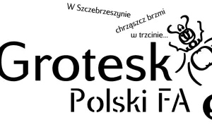 Grotesk Polski FA" z chrząszczem w tle. W Szczebrzeszynie chrząszcz brzmi w trzcinie... lorem ipsum po polsku.