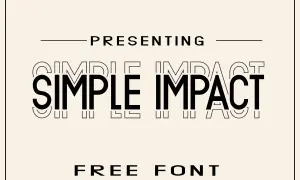 Prezentacja czcionki "Simple Impact" z efektem głębi. Dostępna za darmo.