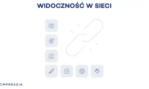 Ikony social media i link symbolizują, co zrobić, aby moja strona była pierwsza w Google.