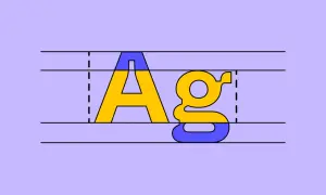 Litery "A" i "g" w stylu czcionki Arial, z górną częścią "A" i dolną częścią "g" w kolorze niebieskim, reszta żółta.