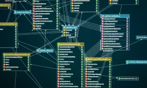 Diagram zależności komponentów w ramach web framework. Widoczne pliki .vue i .js z nazwami funkcji i metod.