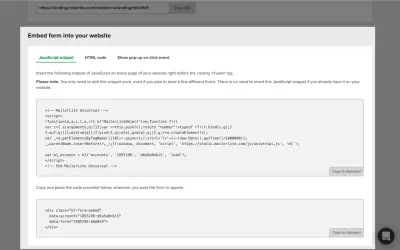 Fragment kodu JavaScript do osadzenia formularza, zawierający ukryty element html input.