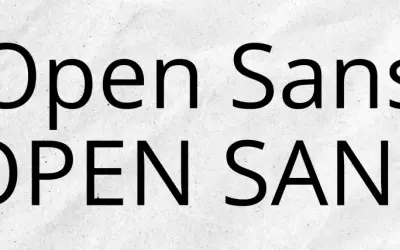 Dwie linie tekstu: "Open Sans" i "OPEN SANS". To popularna cyfrowa czcionka, znana ze swojej czytelności.