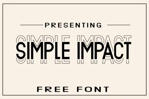Prezentacja czcionki "Simple Impact" z efektem głębi. Dostępna za darmo.