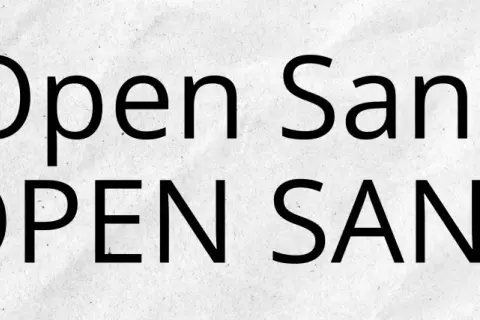 Dwie linie tekstu: "Open Sans" i "OPEN SANS". To popularna cyfrowa czcionka, znana ze swojej czytelności.