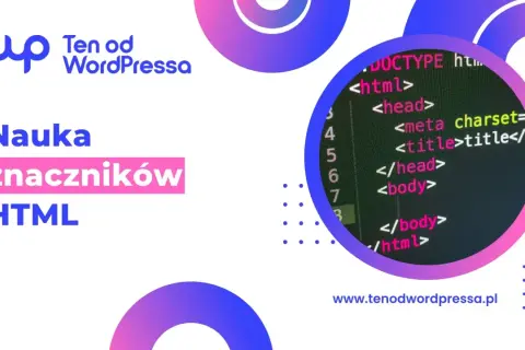 Nauka znaczników HTML. Kod źródłowy strony internetowej z widocznym indeksem górnym.