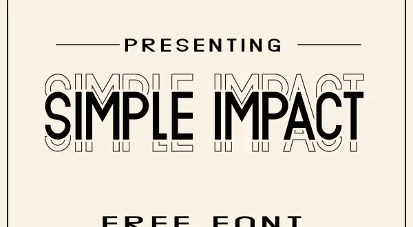 Prezentacja czcionki "Simple Impact" z efektem głębi. Dostępna za darmo.
