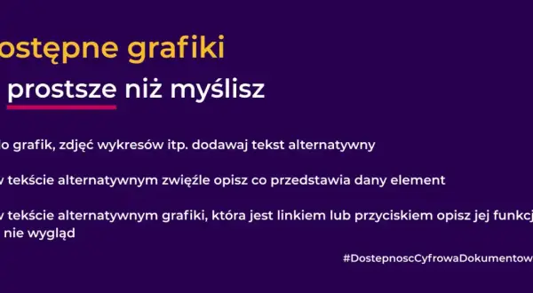 Dostępne grafiki to prostsze niż myślisz. Dodawaj tekst alternatywny do grafik, zdjęć, wykresów. Opisz co przedstawia element.