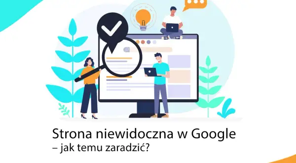 Ludzie analizują wyniki wyszukiwania na ekranie komputera, szukając odpowiedzi na pytanie: dlaczego moja strona nie jest widoczna w Google.