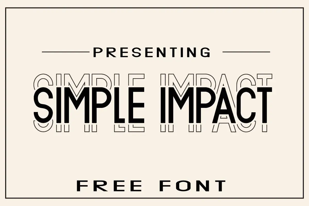 Prezentacja czcionki "Simple Impact" z efektem głębi. Dostępna za darmo.