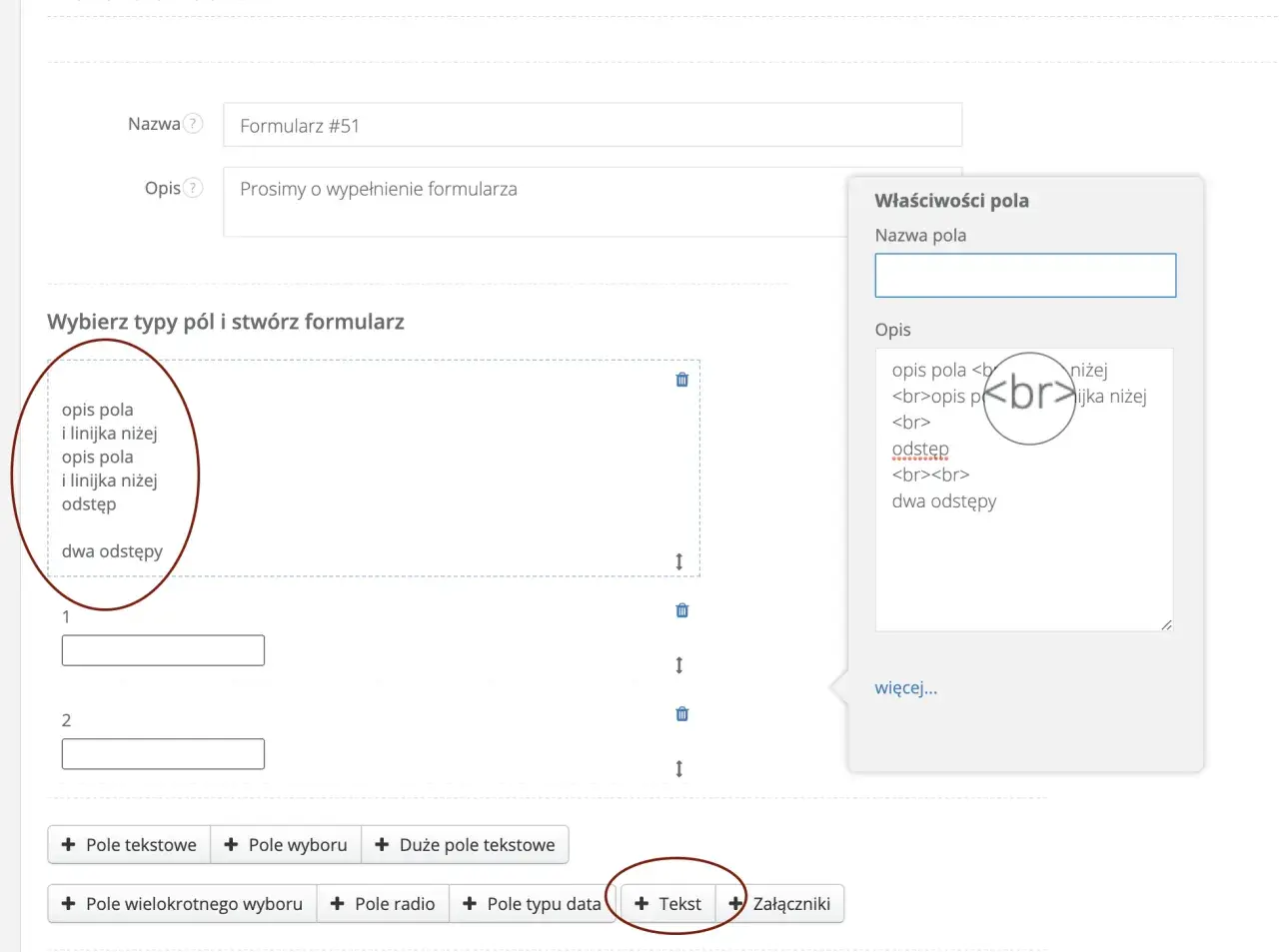 Tworzenie formularza, dodawanie pola tekstowego z użyciem html label.