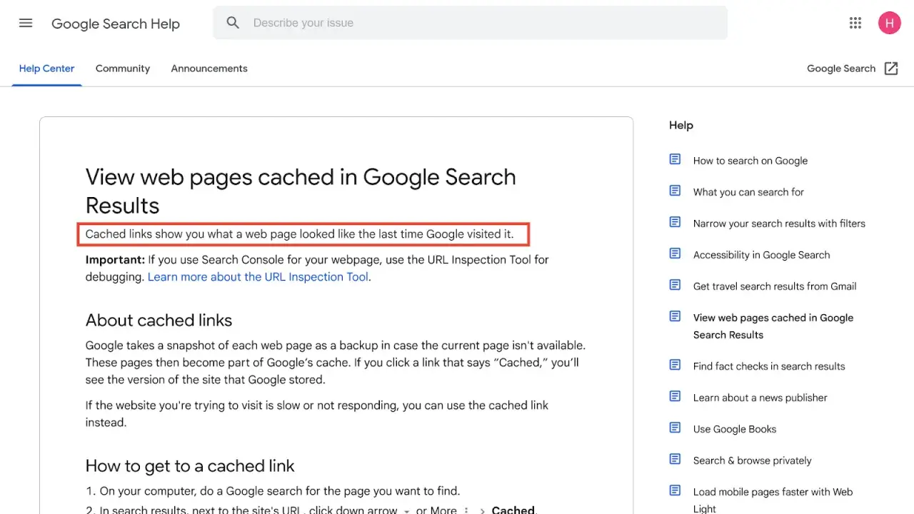 Zobacz, jak wyglądały strony w **google cache strony**. Pomocne, gdy strona nie działa.