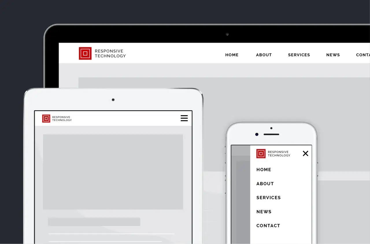 Responsywna strona internetowa z menu CSS na różnych urządzeniach.