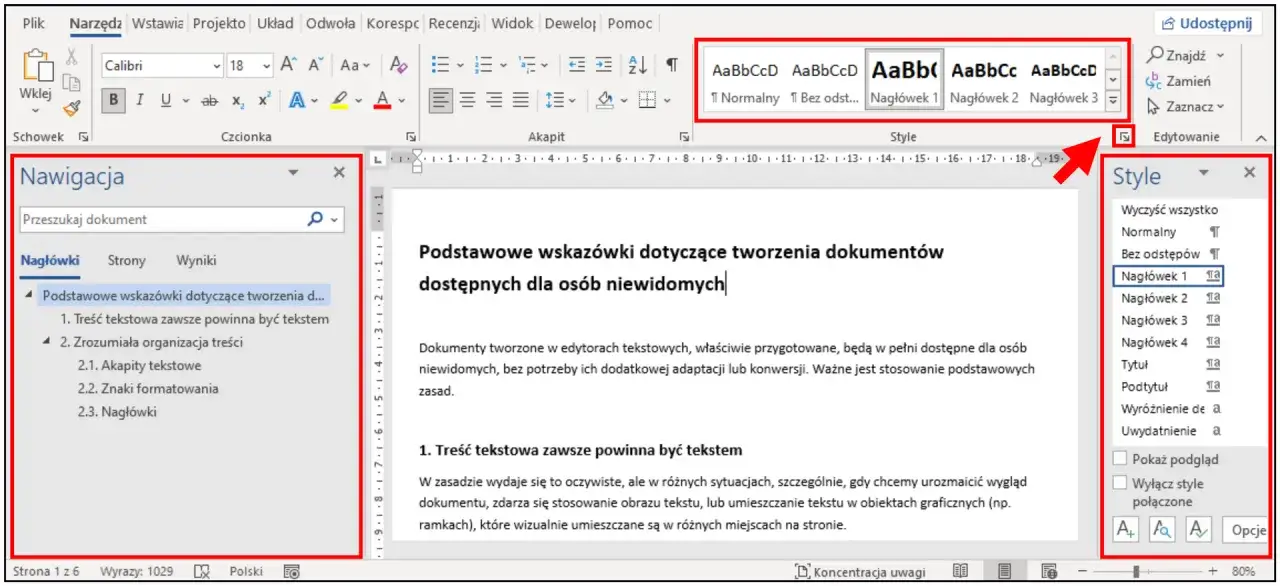 Wskazówki jak zrobić akapit w Wordzie: wybierz styl