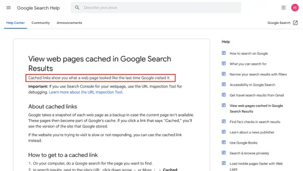 Zobacz, jak wyglądały strony w **google cache strony**. Pomocne, gdy strona nie działa.